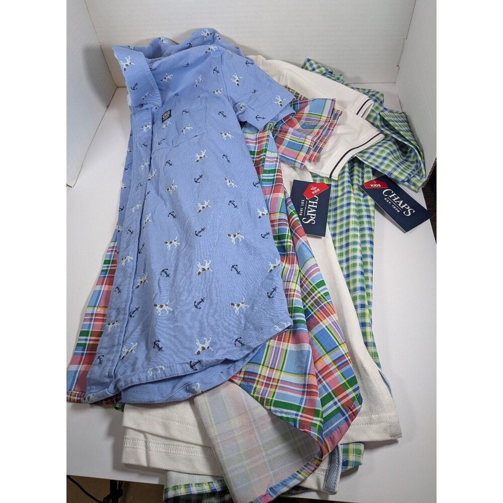 Chaps Kids Boys Plaid Button-Front Short Sleeve Shirt